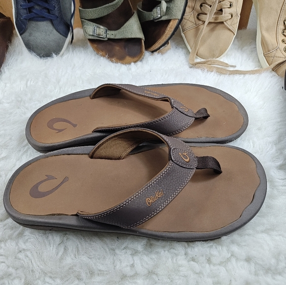 Olukai Ohana Brown Flip Flops Sandals — Men’s Size 12 - Picture 3 of 11